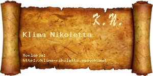 Klima Nikoletta névjegykártya